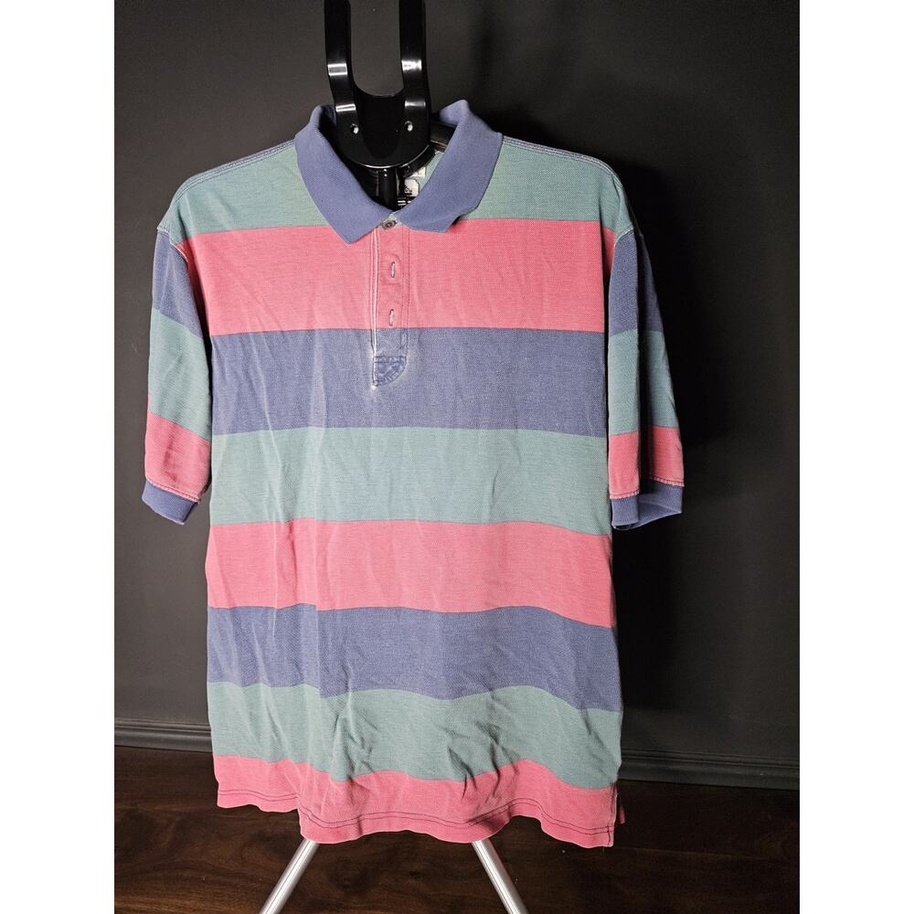 Vintage 90s Levis Dockers Large Block Color Striped T Shirt Short Sleeve Polo